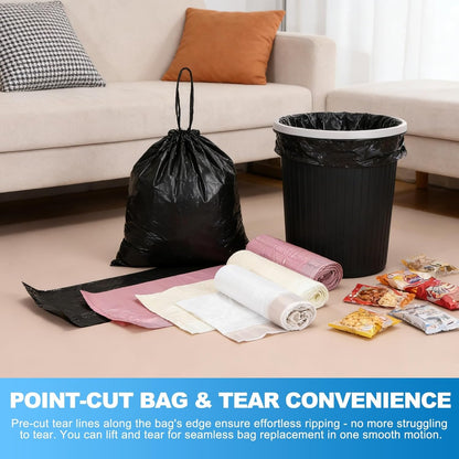 uxcell 80 Count Trash Bags with Drawstring, 5.2 Gallon 20" Garbage Bags, Unscented Bathroom Trash Can Bin Liners Tear-Free Design for Home Office Kitchen Living Room Bedroom Car, Pink