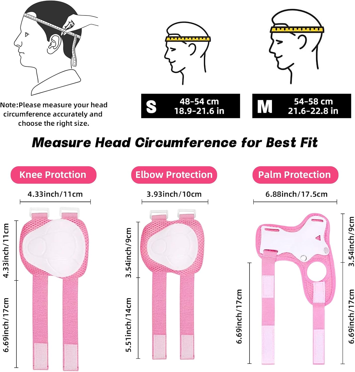 Kids Bike Helmet for Ages 2-14, Adjustable Safety Toddler Helmet with Protective Gear Set, Skateboard Scooter Helmets with Knee Elbow Pads Wrist Guards