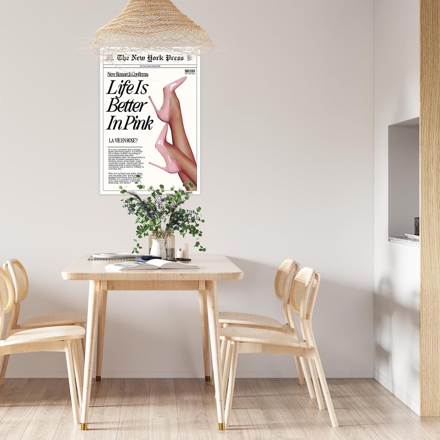 Trendy Baby Pink Poster Funny 70s Posters The New York Press Wall Art Life Is Better in Pink Hot Girl Canvas Prints Preppy Aesthetic Decor for Cool Girly Bedroom Room Home Dorm 8x12inch Unframed