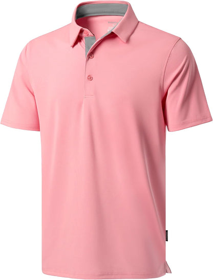 Men's Golf Shirts Dry Fit Moisture Wicking Performance Short Sleeve Collared Polo Shirts for Casual Athletic Business