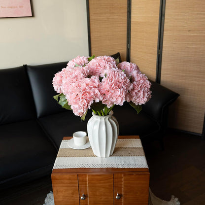 DUYONE 22" Real Soft Touch Hydrangea Artificial Flowers Realistic,Large Long Stem Fake Flowers Full Latex Faux,Wedding Bouquet,Party Home Decor,Garden Office Room Table Centerpieces Pink 3Pcs