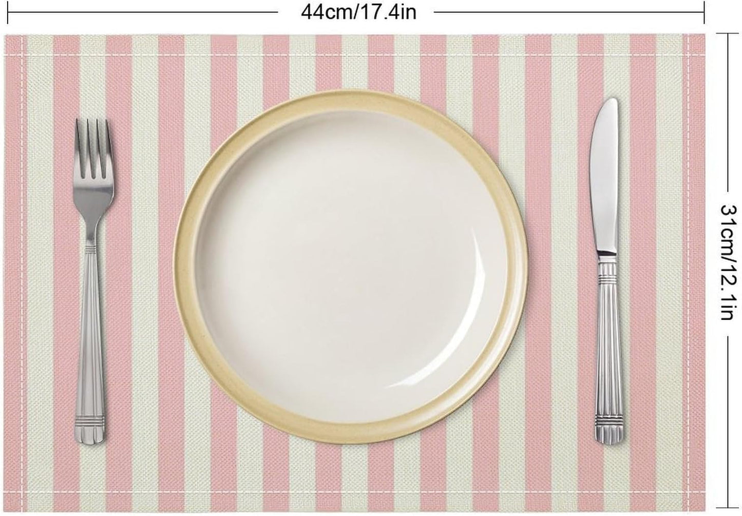 Pink and White Striped Placemats Set of 6,Modern Farmhouse Vertical Striped Geometric Pattern Placemats Table Mat for Home Dining Table Kitchen Party Decor 12x18in 6PCS