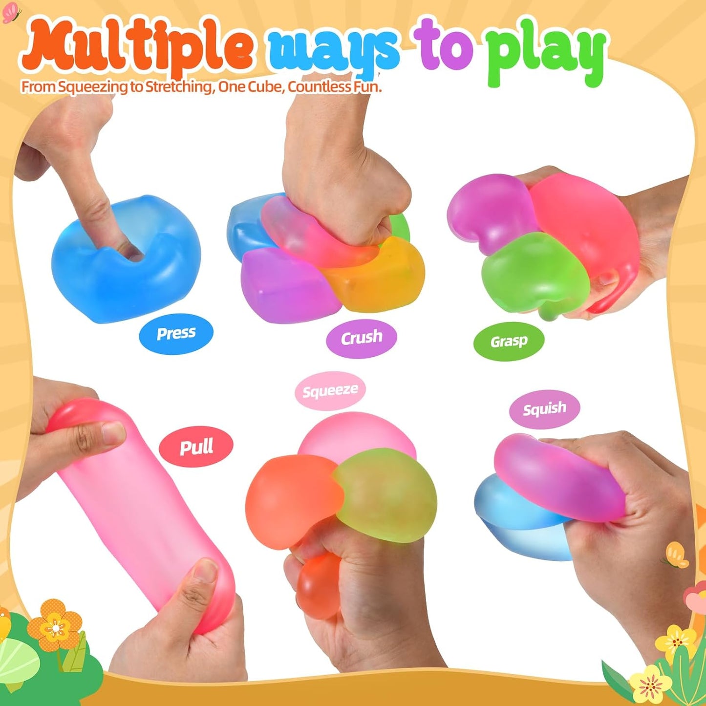 Squishy Cube for Kids & Adults, Ice Cube Squishy Slow Rising Squishy Fidget Toys, Squeeze Toys for Stress Relief, Classroom Prizes Party Favors Birthday Gifts(Pink)