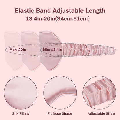Sleep Mask, Adjustable Silk Eye Mask for Sleeping, Soft Sleeping Eye Shade Cover for Women, Better for Blocking Light, Enhancing Sleep Quality, Pink
