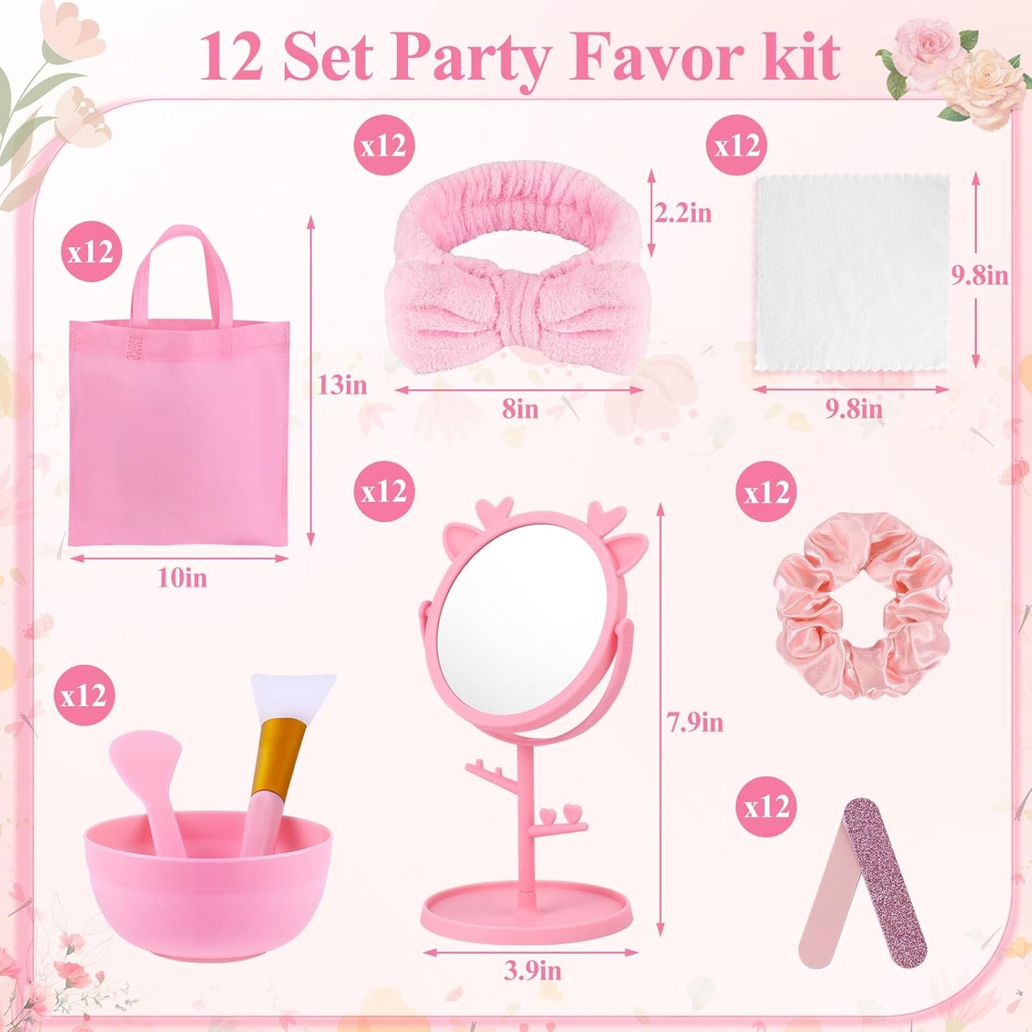 Spa Party Supplies, 108 Pcs Slumber Sleepover Birthday Party Favors Set, Sleep over Supplies Bulk (Pink-108)