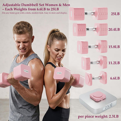 Adjustable Dumbbell Set 20LB 40LB 50LB Dumbbells Hand Weights for Women Men, Free Weight Set for Home Gym & Outdoor Exercise Weights Loss Workout Strength Training Equipments and Muscle Toning