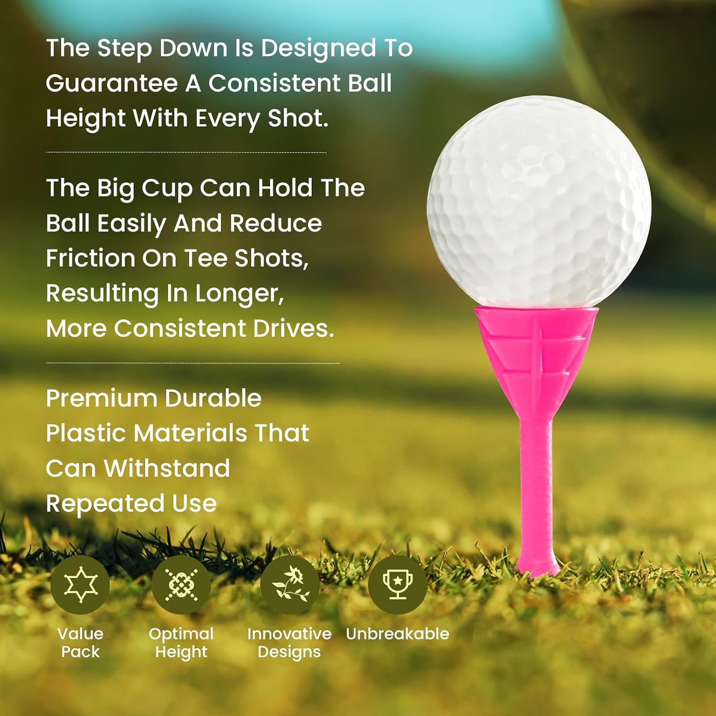 Golf Tees Plastic Tee 3 1/4 Inch 20 40 Pack Unbreakable Tee, Durable Stable Golf Tee Colors Available for Golfer Practice