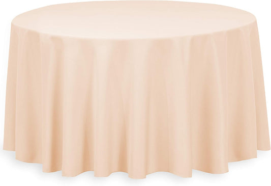 LinenTablecloth 132-Inch Round Polyester Tablecloth Peach