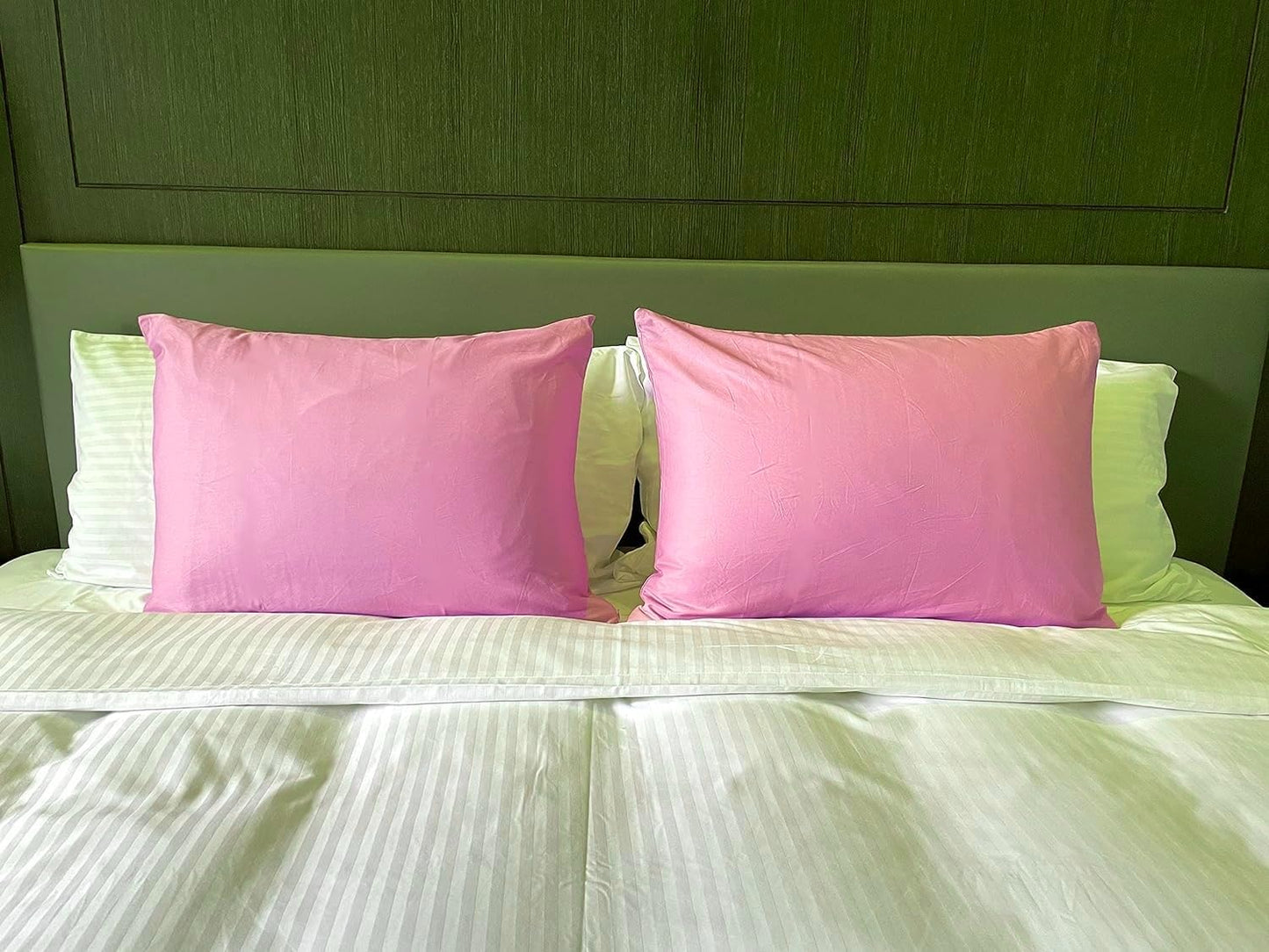Stripes Pillowcases 20 x 30 Inches - Envelope Closure Bed Pillow Cases - Set of 2 - Pink 1000 Thread Count Egyptian Cotton Soft Wrinkle & Fade Resitant