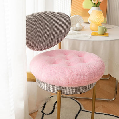 2pcs Round Chair Cushions 16inch Seat Cushion for Chairs Stool Plush Seat Pad Winter Warm Chair Covering for Dining Room, Foam Padding Round Chair Pads Floor Pillow Cushions (Pink)