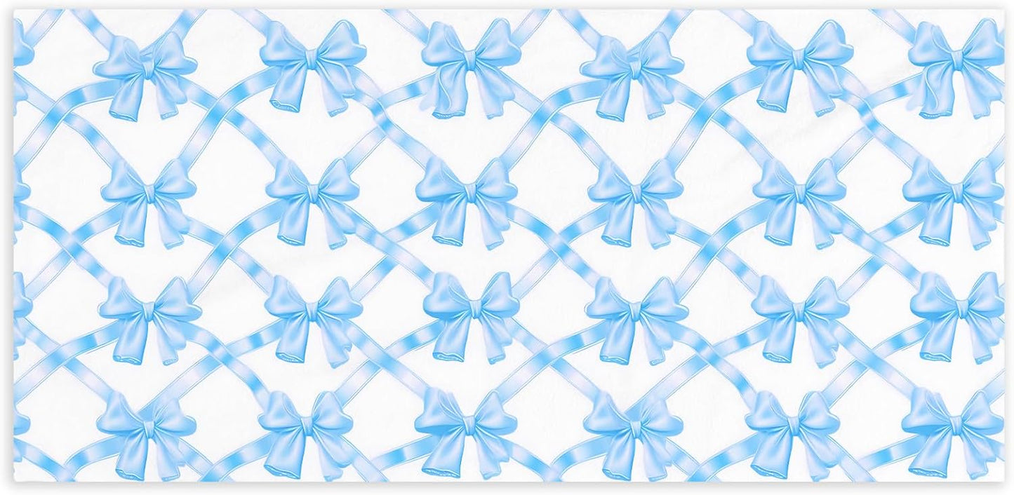 Coquette Preppy Pink Bow Beach Towel - Aesthetic Girly Trendy Sky Blue Bowknot Pool Towels Microfiber Absorb Water Travel Towels 60x30 Inches for Bathroom Kitchen Gym Yoga, Gifts for Girls Lady