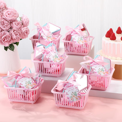 Suncalla 121 Pcs Spa Party Favors Women Spa Sleepover Party Supplies Include Basket Eye Mask Facial Sponge Mirror Comb Hair Circle Headband Toe Separator Stickers Card Ribbon Female Gift(Pink)