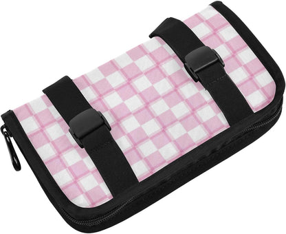 Car Tissue Holder Car Napkin Holder Car Tissue Box Dispenser Storage Case Sun Visor Mask Holder with Adjustable Straps Reusable Refillable Pink and White Checkerboard