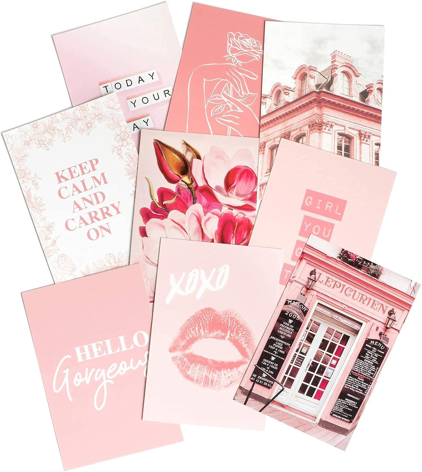 Artivo Pink Wall Collage Kit Aesthetic Pictures 50 Set 4x6, Light Pastel Pink Wall Decor for Teen Girls and Kids, Cute Bedroom Decor, Aesthetic Dorm Decor, Pretty Wall Decor Prints