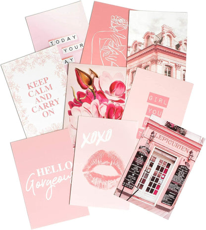 Artivo Pink Wall Collage Kit Aesthetic Pictures 50 Set 4x6, Light Pastel Pink Wall Decor for Teen Girls and Kids, Cute Bedroom Decor, Aesthetic Dorm Decor, Pretty Wall Decor Prints