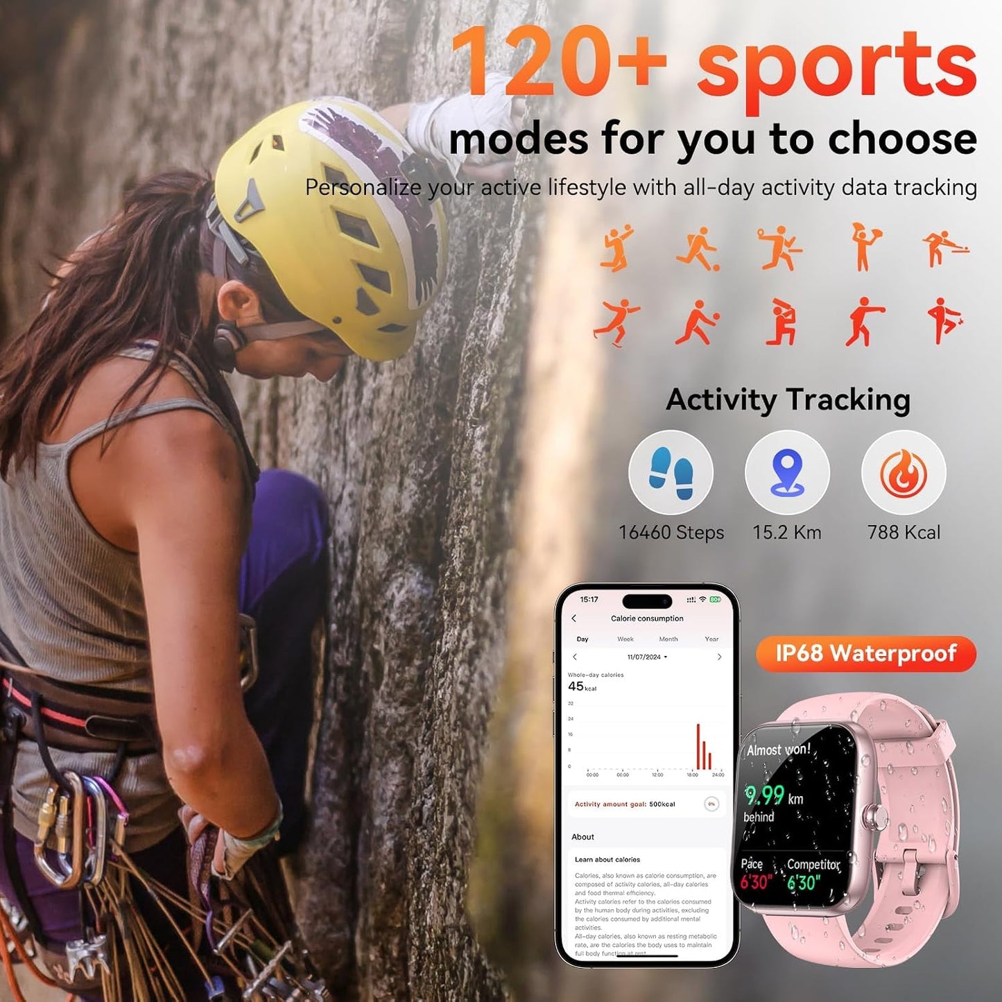 Smart Watch with Alexa Built-in 1.83" HD 2026 Health Fitness Tracker Bluetooth Calls and Notifications 120+ Sport Modes Heart Rate Sleep Monitor Fitness Watch IP68 Waterproof iPhone Android (Pink)