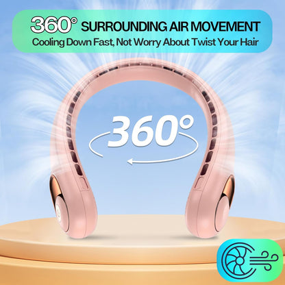 KIDEE Portable Neck Fan, Neck Fans Rechargeable for Women Men, 4000mAh Personal Bladeless Fan, Upgraded Cooling Air Volume, Ultra Quiet Wearable Fan