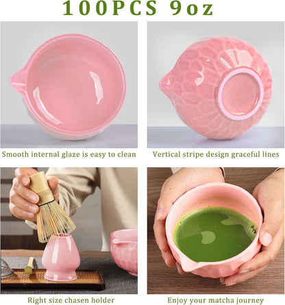 Matcha whisk Sets,Japanese Matcha Set,Matcha Bowl with Spout,Matcha Whisk and Holder,Bamboo Scoop,Sifter - 6 Pcs Tea Set for Matcha Lover,Tea Ceremony,Thanksgiving(Blue)