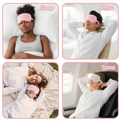 Sibba Plush Eye Mask, 2Pcs Furry Sleep Masks Silk Blindfold, Antifaz para Dormir Comfortable Fluffy Sleeping Eye Cover for Women Men Sleepover Nap Travel Party Supply, Pink White