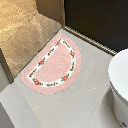 ABREEZE Floral Rose Bathroom Rugs Mats 16X24 inch,Soft Shaggy Water Absorbent Non-Slip Mat Microfiber Bath Mat Shower Mat Door Mat Kitchen Mat Rugs,Pink
