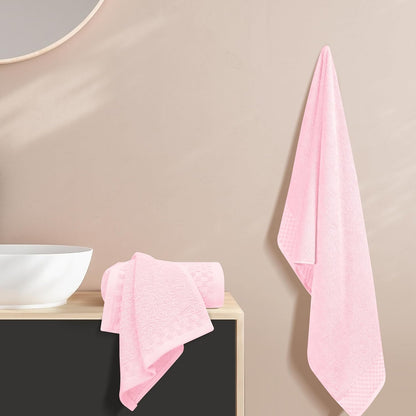 MyOwn Ultra Soft 3 Pack Cotton Towel Set, Contains a Bath Towels 28x55 inch, a Hand Towels 16x24 inch & a Wash Coths 12x12 inch, Ideal Everyday use, Compact & Lightweight - Pink