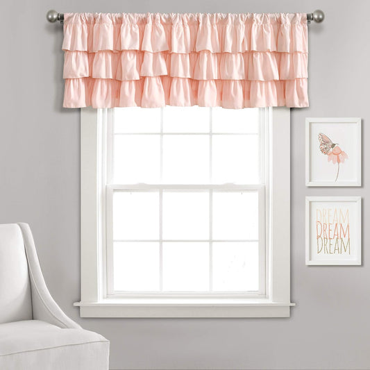 Lush Decor Belle Valance Vintage Chic Style Single Curtain, 84" W x 18" L, Pink