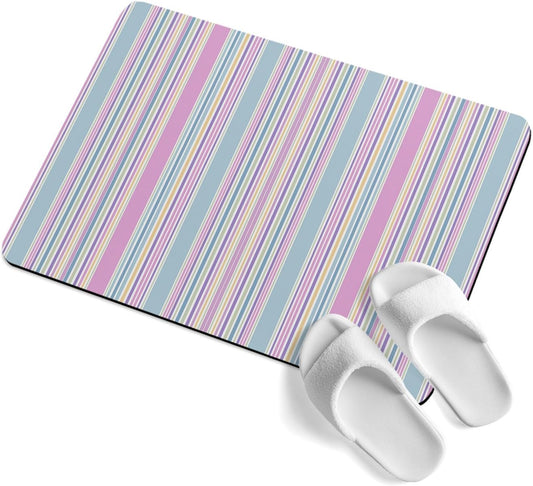 Bath Mat Absorbent Bathroom Rug,Minimalist Vertical Stripe Colorful Art Non Slip Quick Dry Bath Rugs Diatomite Stone Shower Mat,Modern Abstract Washable Doormat Kitchen Mats