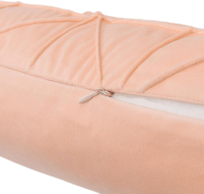 JWH Velvet Pillow Covers Decorative Line Throw Pillow Case Lumbar Pillowcase Soft Cushion Cover for Bed Couch Bedroom Chair Sofa 14x24 Inch Peach Pink