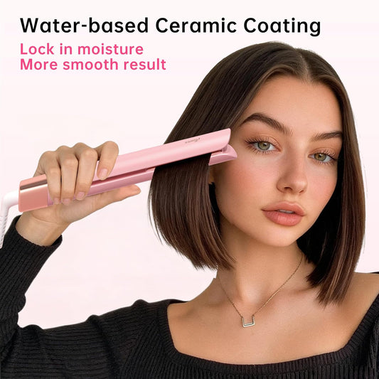 Mini Flat Iron 0.8 Inch Ceramic Mini Hair Straightener, Small Flat Irons for Short Hair, Curls Bangs, Dual Voltage for Travel,Dual Voltage for Worldwide Use(Pink)