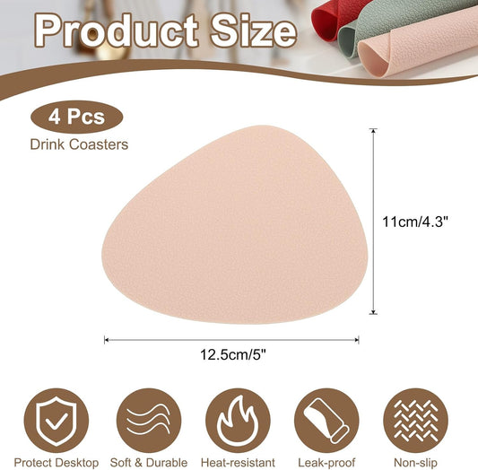 uxcell 4 Pcs Silicone Coasters for Drinks, 5 Inch Non-Slip Protective Cup Coaster Heat Resistant Glass Cushion for Bar Kitchen Office Decor, Light Pink