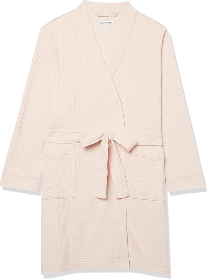 Amazon Essentials Women's Lightweight Cotton Waffle Mid-Length Bathrobe (Available in Plus Size)