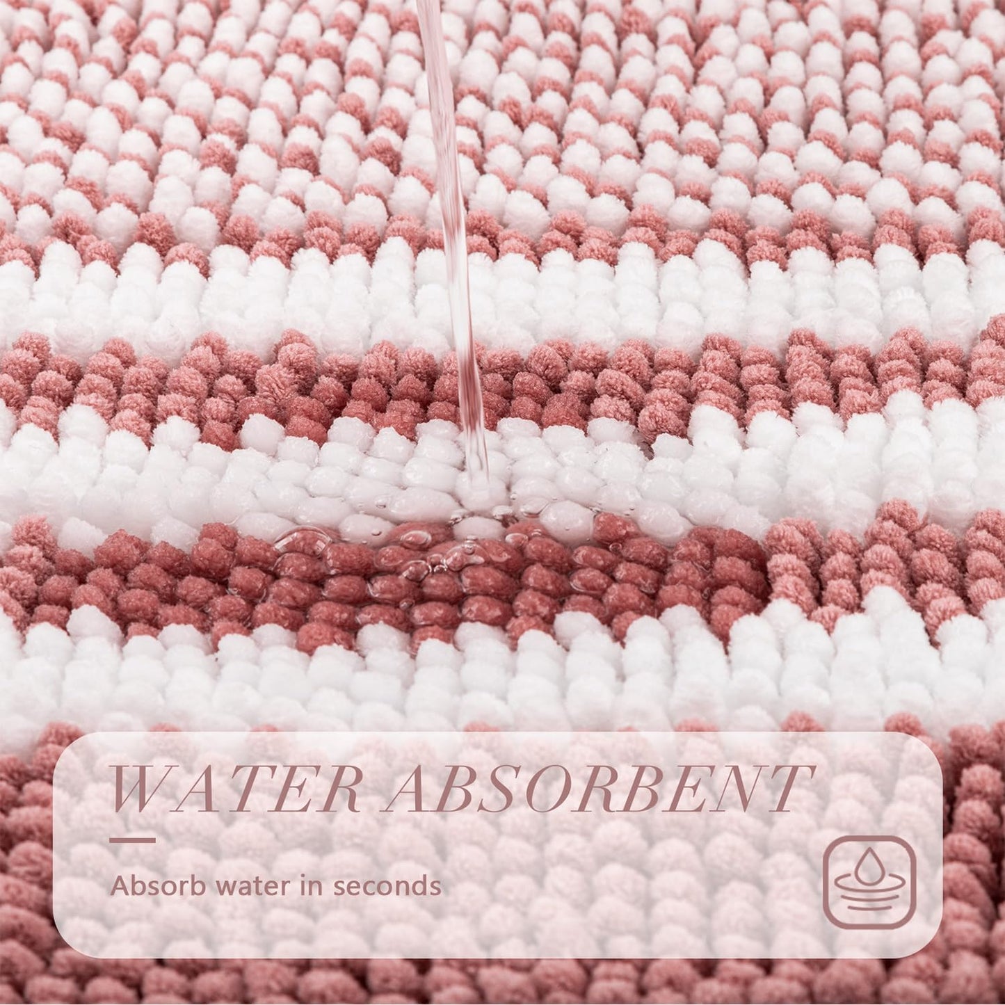 BSICPRO Bathroom Rugs, 24x16 Inch Extra Soft Absorbent Shaggy Chenille Bath Rugs, Non Slip Backing Quick Dry Machine Washable Modern Bath Mat for Bathroom Floor, Home Decor Accessories,Dusty Pink