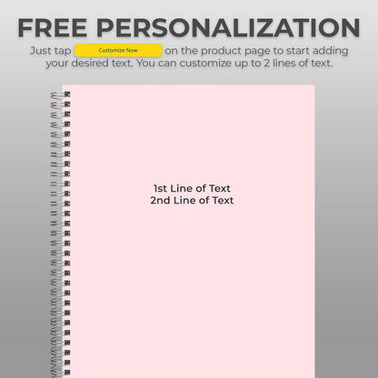 Custom Spiral Notebook Journals with a Pastel Pink Colored Cover - 6 Pack of 8.5" x 11" – College Ruled, Hard Cover, 50 Sheets Per Book – For Journaling, Office, School Supplies, etc.
