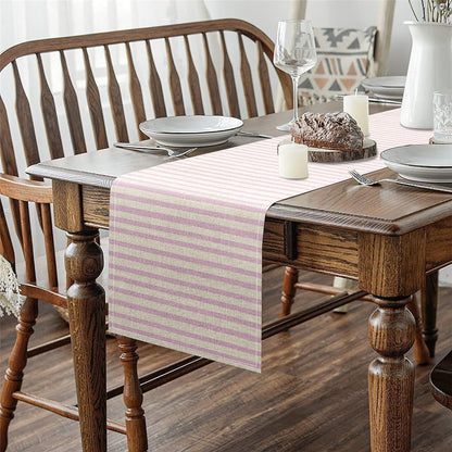 Feelyou Light Pink Stripes Table Runner,13 x 60 Inch Geometric Dresser Scarfs Stripe Line Dresser Runners Modern Striped Art Table Decor for Home Party Light Pink