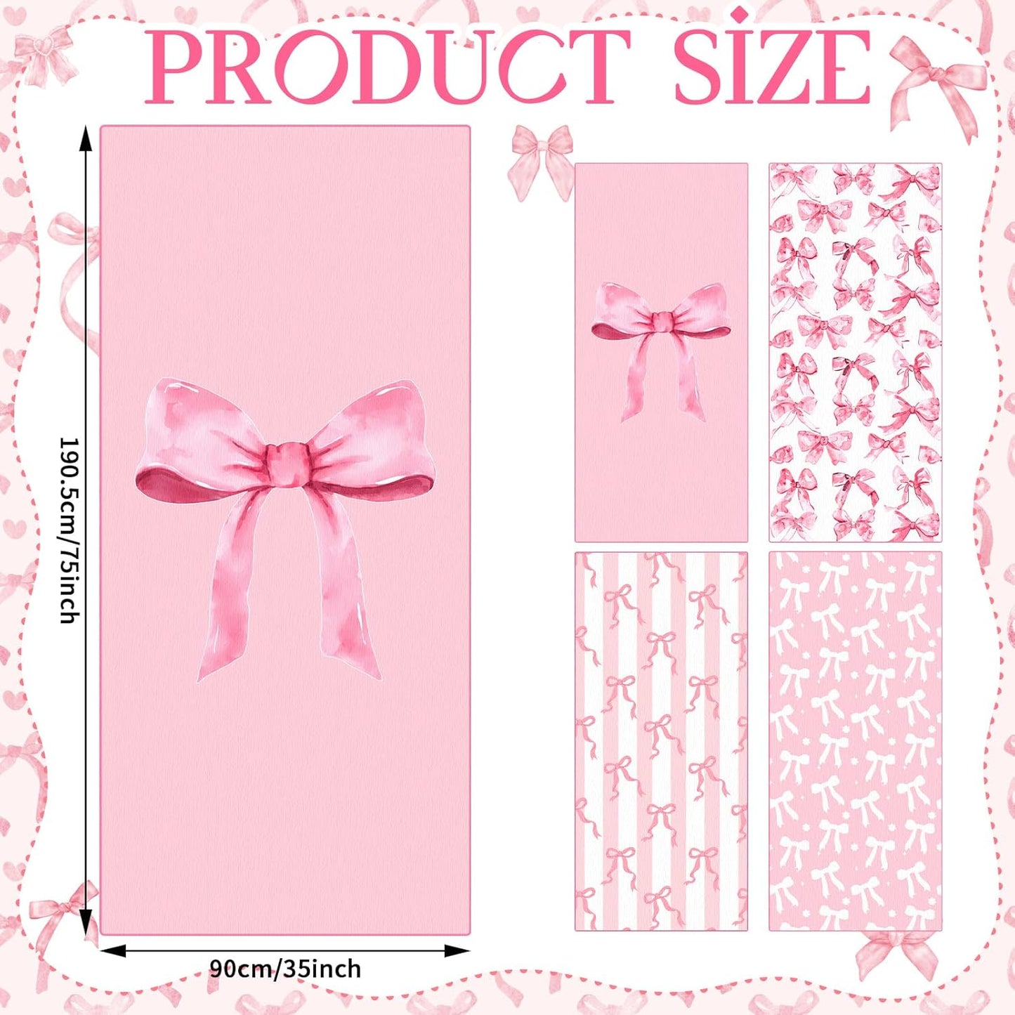 Haull 4 Pack Coquette Pink Bow Microfiber Beach Towel 75'' x 35'' Soft Oversized Bow Pool Bath Towels Absorbent Quick Dry Camping for Bathroom Gym Yoga, Pink Gifts for Girls Lady
