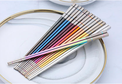 Reusable Stainless Steel Chopsticks,Dishwasher Safe , Easy to Use(4 PCS,Rose gold)
