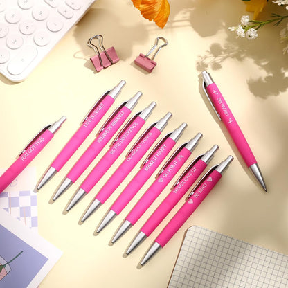 Zhanmai 100 Pcs Bulk Pink Inspirational Pen Bulk Retractable Motivational Ballpoint Pens with Encourage Quote Gift for Christmas Teacher Coworkers Office Supplies Student Team Writing, Black Ink 1 mm