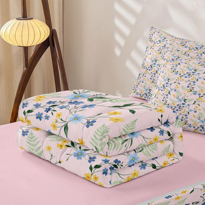 Erosebridal Country Wildflower Zippable Comforter Peach Pink Floral Twin Bedding Bohemia Bed Set with Sheets Botanical Bed in a Bag Bedroom Decor