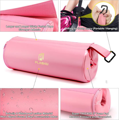 Plan4U Barbell Pad for Bench Press Hip Thrust Weightlifting | Black/Pink, 2 inches Non-Slip Thickness Leather, Squat Foam Pad, Standard Olympic Bars, Powerlifting Bench Workout