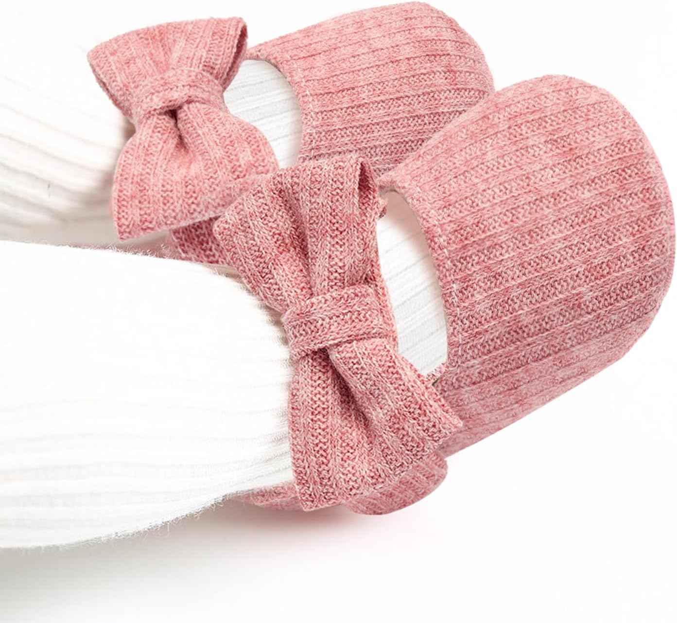 BACSAC Baby Girls Mary Jane Flats with Bow Soft Sole Non-Slip Crib Shoes Infant Toddler First Walkers Princess Dress Shoes