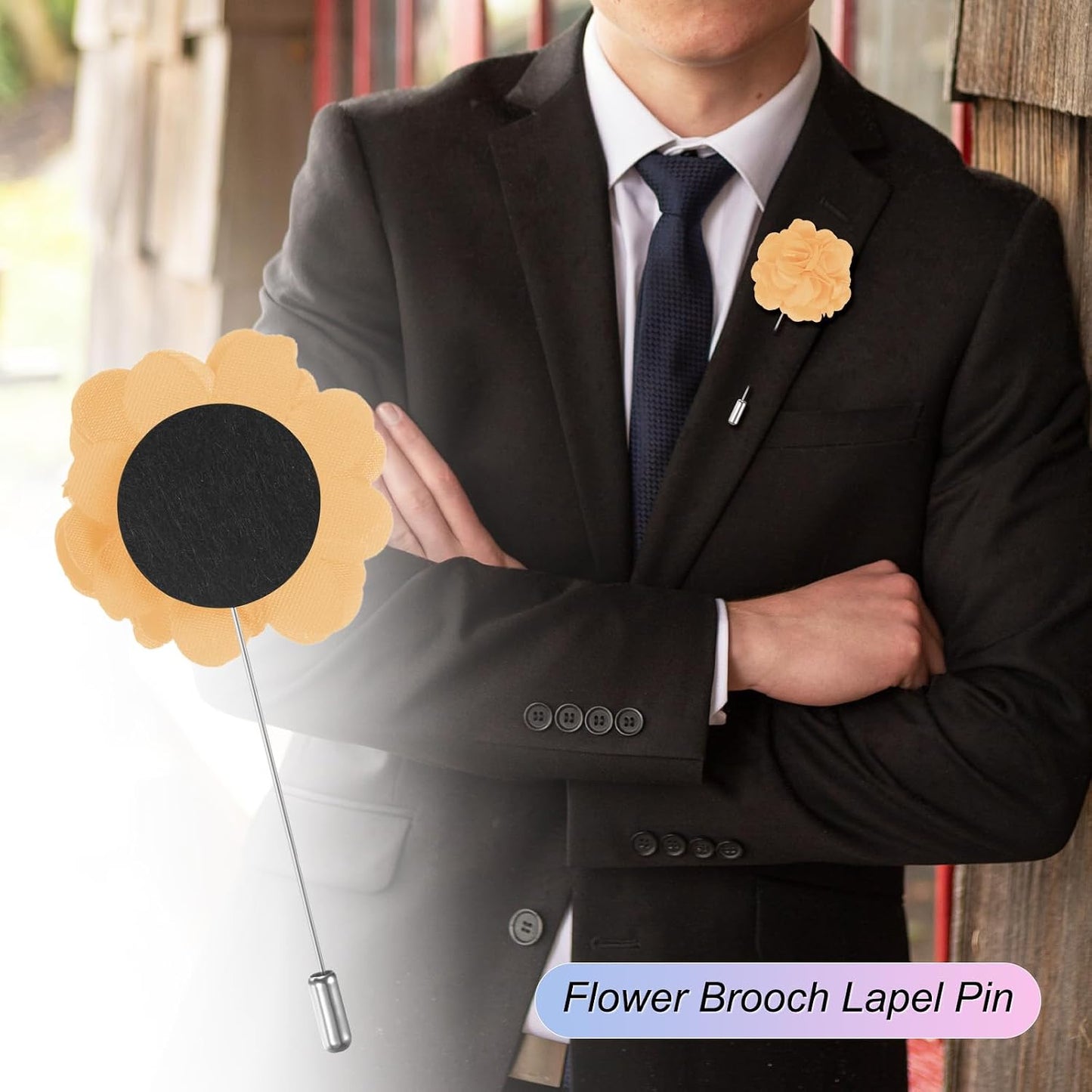 M METERXITY Flower Lapel Pins for Men, Boutonnieres Pin Camellia Flower Groom Boutonnieres for Wedding/Graduation