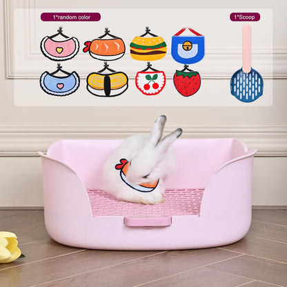 Large Rabbit Bunny Litter Box (15.5" x 11.1" x 6.2") Small Animal Litter Pet Toilet Potty Trainer Corner Litter Bedding Box Pet Pan for Rabbits Guinea Pig Easy to Clean (Light Pink)
