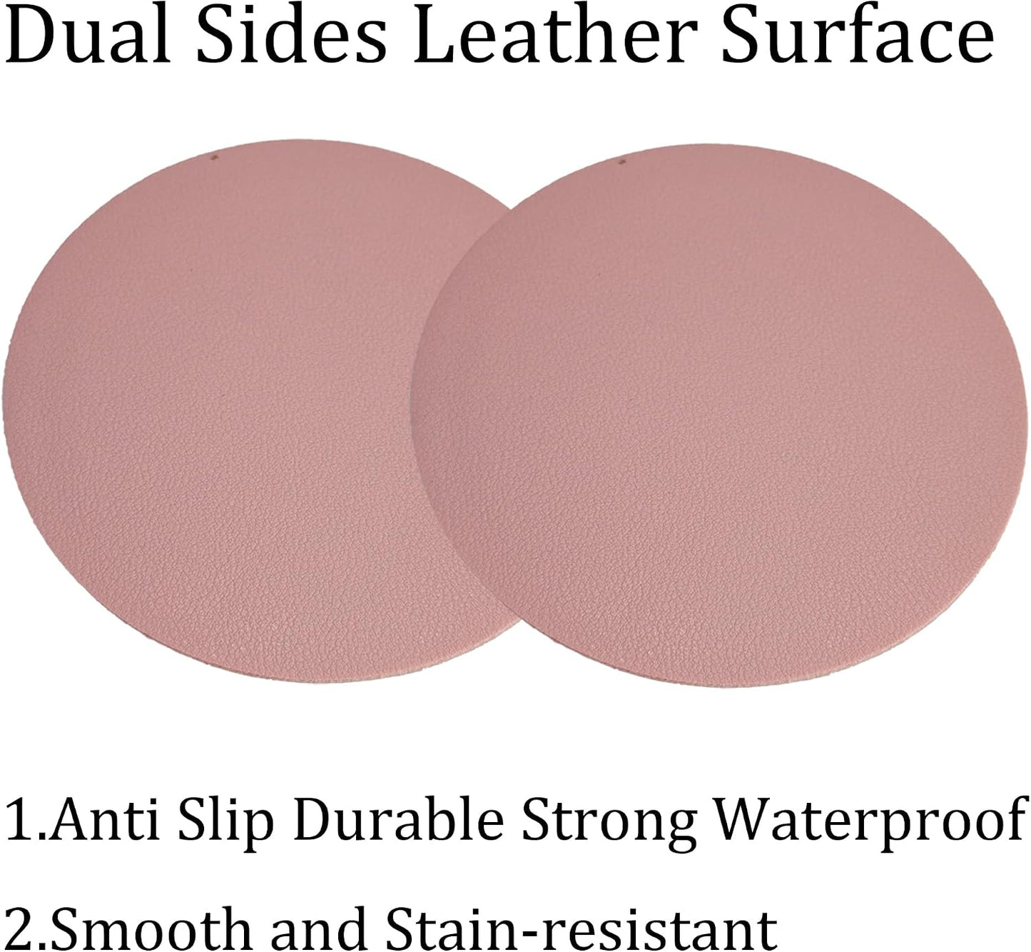 6PCS 4 Inch Round Coasters for Drinks, Non-Slip Table Protectors with Waterproof Surface for Hot & Cold Beverages (Pink)