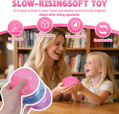 Squishy Ice Cube Fidget Toy,Large Squeeze Toys, Big Squishy Stress Ball with Durable Soft Texture, Extra-Satisfying Squeeze Toy for Adults and Boys & Girls Age 3+ (2.76in) (Pink)