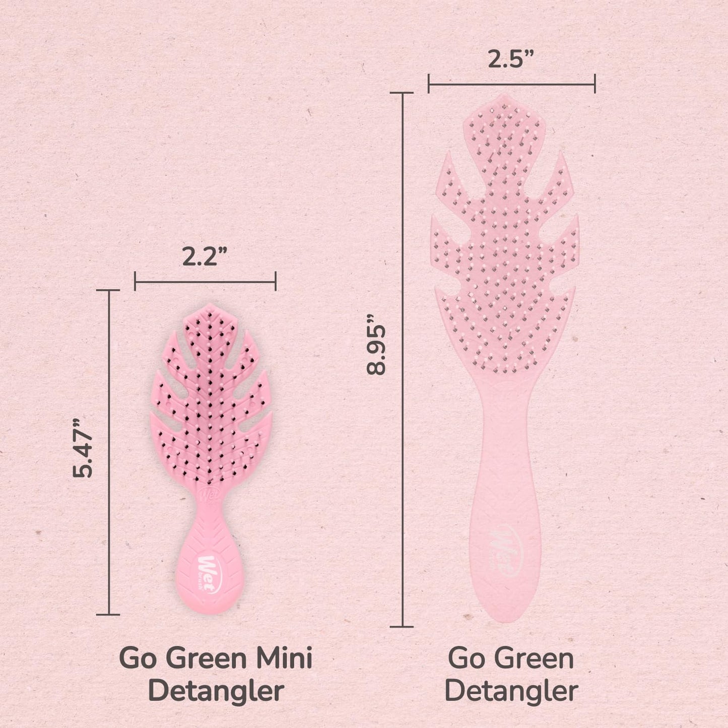 Wet Brush Go Green Mini Detangler, Pink - Detangling Travel Hair Brush - Ultra-Soft IntelliFlex Bristles Glide Through Tangles & Gently Loosens Knots While Minimizing Pain, Split Ends & Breakage