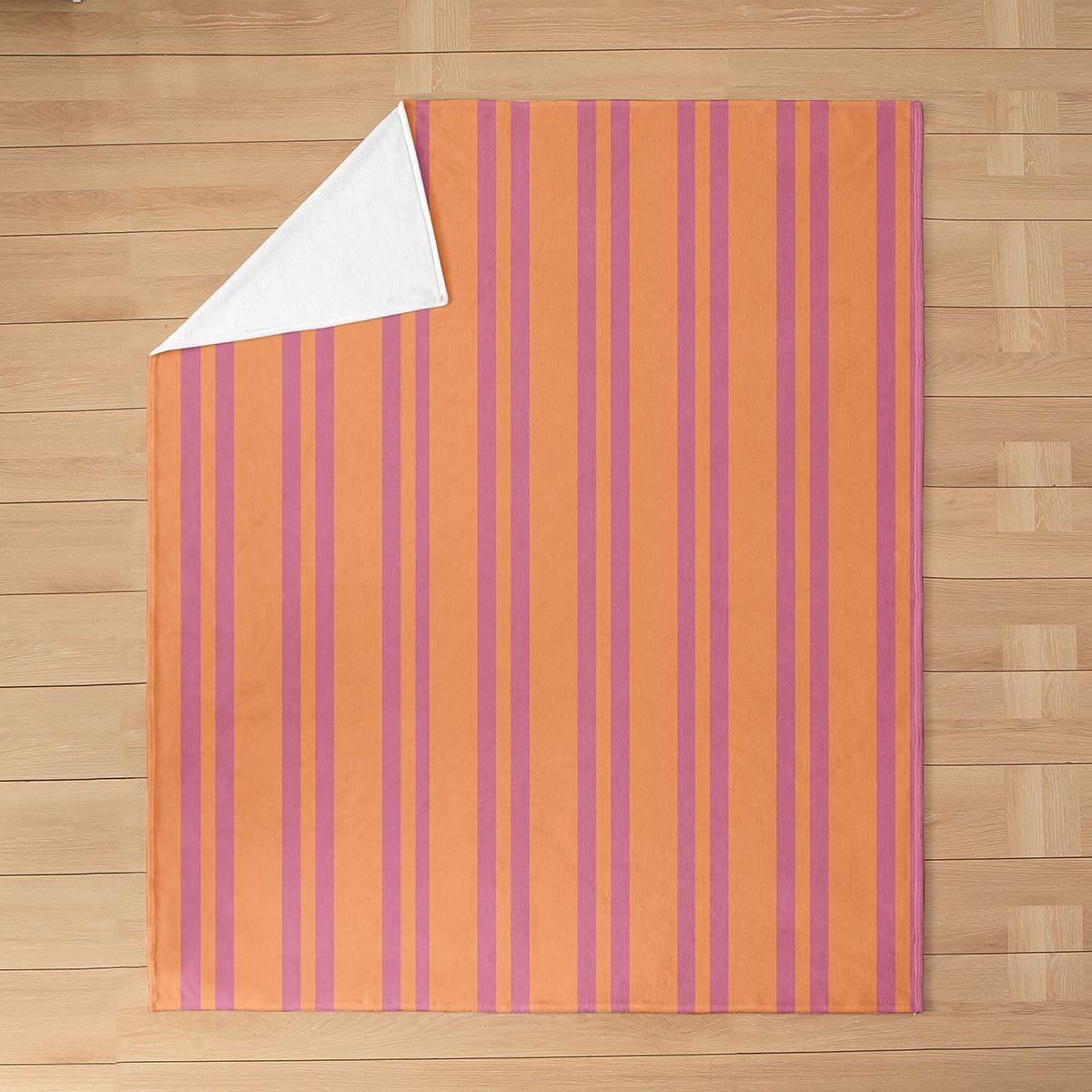 Erosebridal Peach Orange Modern Lines Flannel Blanket Queen 90x90 Inch for Kids Teens Adults | Abstract Striped Fleece Blanket Retro Vertical Stripe Fuzzy Plush Throw Minimalist Stripes Pattern Decor