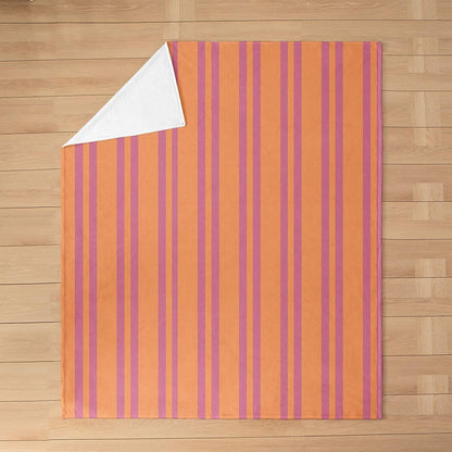 Erosebridal Peach Orange Modern Lines Flannel Blanket Queen 90x90 Inch for Kids Teens Adults | Abstract Striped Fleece Blanket Retro Vertical Stripe Fuzzy Plush Throw Minimalist Stripes Pattern Decor