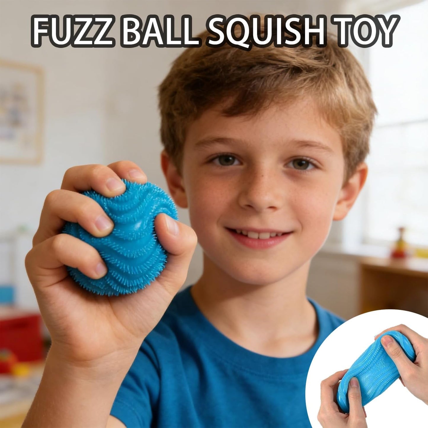 Fuzz Ball Squishy Stress Ball, Soft Fidget Squishy Fuzz Squeeze Ball, Squishy Ball Calming Tactile Grip for Focus & Relaxation (Pink)