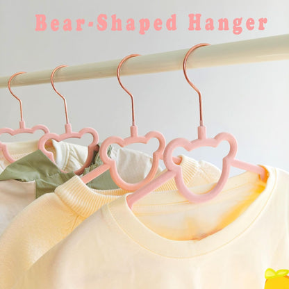 30 Pack Pink Velvet Kids Clothes Hangers - 12.6in for Ages 4-10, with Cute Bear, Rotating Rose Gold Hook, Non-Slip, Space-Saving Slim Felt Hangers for Toddler Coats, Jackets, Dresses