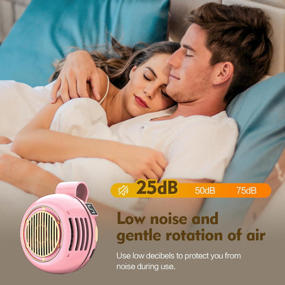 Portable Silent Mini Bladeless Electric Fan,Small fan Clip on for Shirt & Waist,2026 New Mini Bladeless Fan Clip On,Adjustable 3-Speed For Outdoor & Travel & Office,Gift (pink with display)